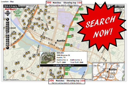 Click anywhere on the map to instantly search for homes in the greater Austin area!