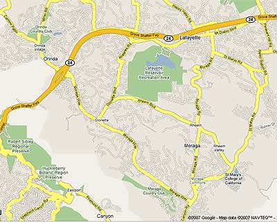 Map of Lamorinda (Lafayette, Moraga, and Orinda)