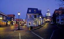 Downtown Historic Annapolis, Maryland at Night