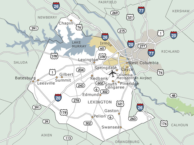 Lexington, SC Map