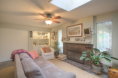 Cozy Living Room with Skylight